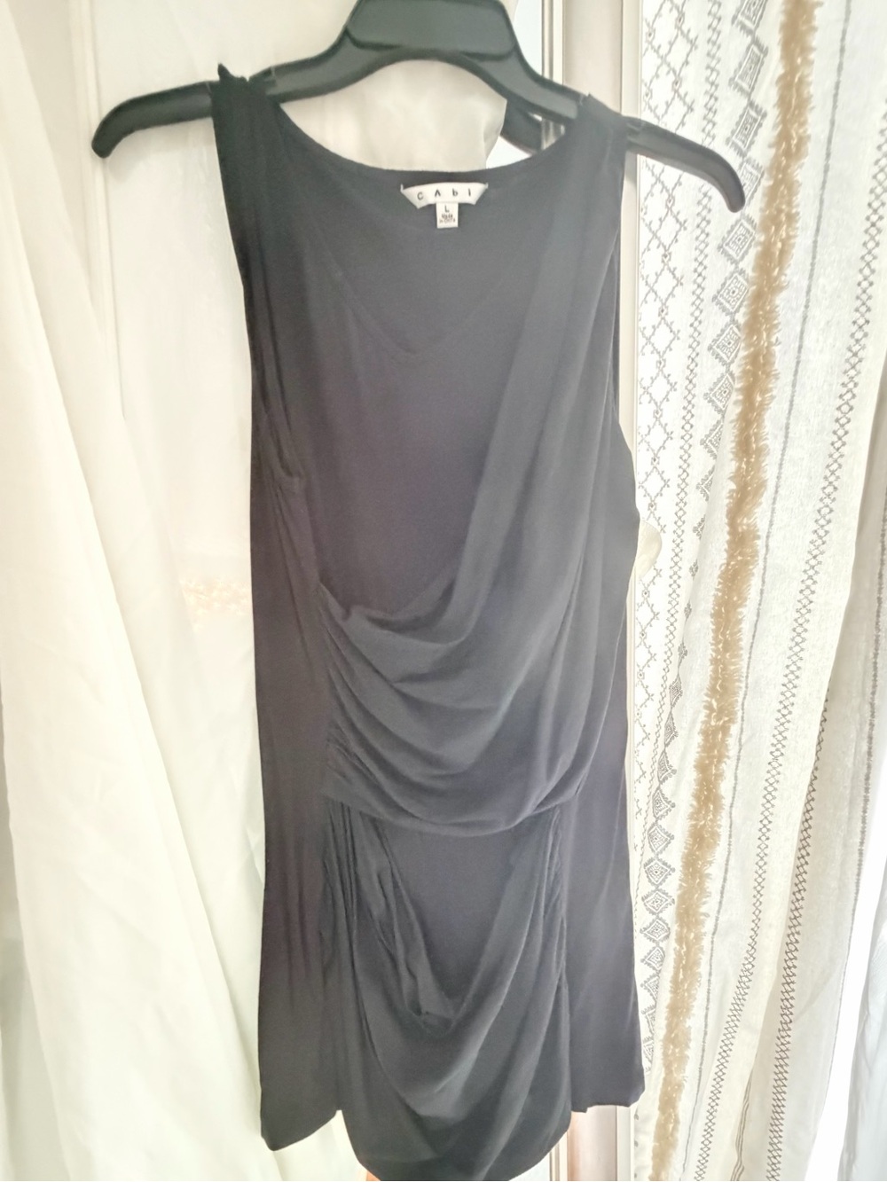 Cabi Black Draped Sleeveless Top L